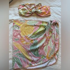 Kenny Flowers Tropical Print Bikini Top and Sarong Set